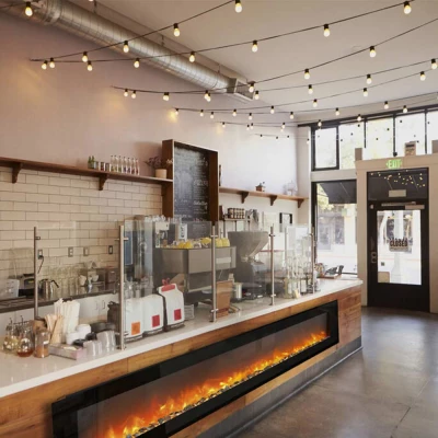 Wall mounted bioethanol fireplaces placed on the wall in modern interior