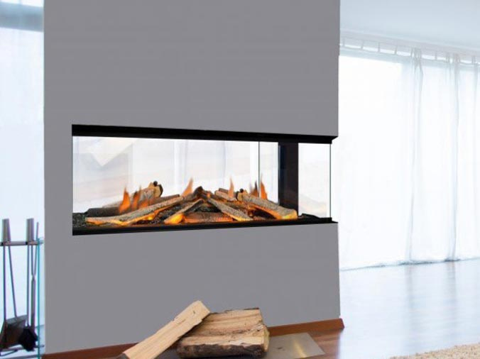 Wall mounted bioethanol fireplaces placed on the wall in modern interior