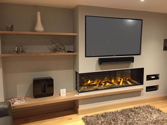 Wall mounted bioethanol fireplaces placed on the wall in modern interior