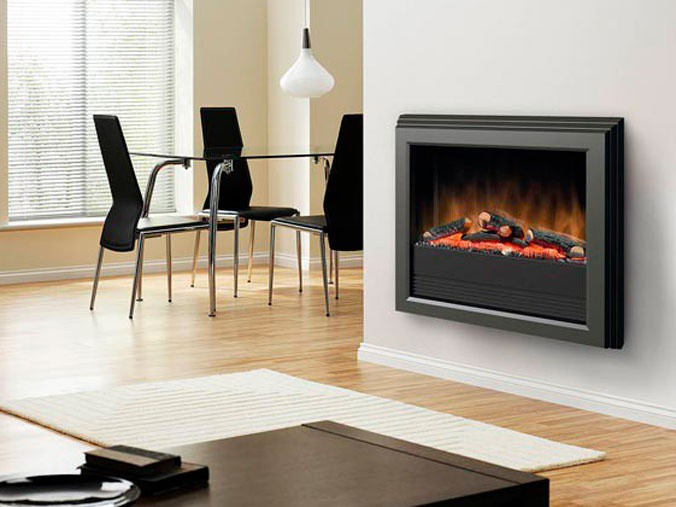 Wall mounted bioethanol fireplaces placed on the wall in modern interior