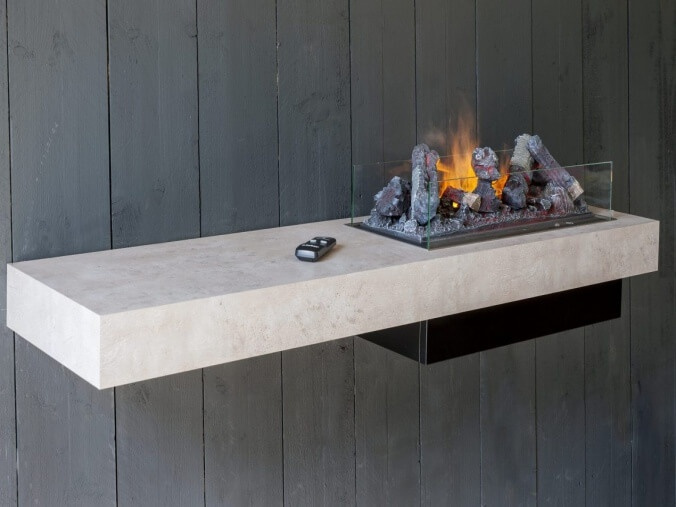 Wall mounted bioethanol fireplaces placed on the wall in modern interior
