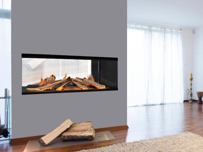 Wall mounted bioethanol fireplaces placed on the wall in modern interior