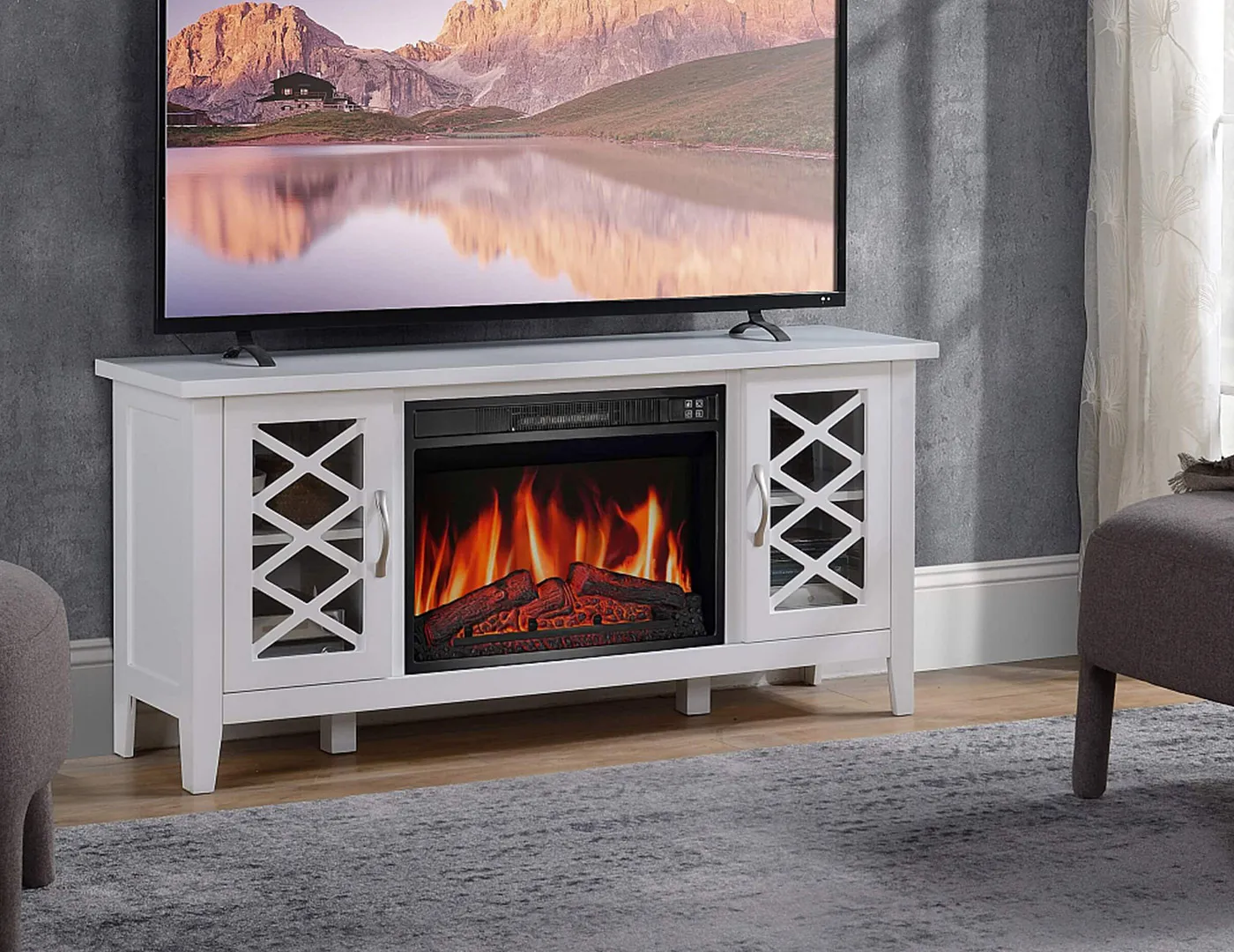 Tv-bänk elkamin