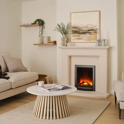 Sway Elegance Elektrisk Eldstad – Svart/Nickel Front | Inbyggd Eldstad med LED-låga Sway Elegance Elektrisk Eldstad med Svart och Nickel Frontpanel – Inbyggd Elektrisk Eldstad