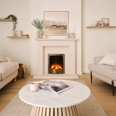 Sway Classic Elektrisk Eldstad med mässingsfront – Inbyggd Elektrisk Eldstad