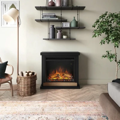 Hagen svart elektrisk kamin med 1,5 kW värmeeffekt och fjärrkontroll