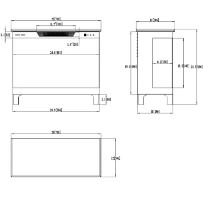 Aflamo Tower 3D 71 cm Elektrisk öppen spis